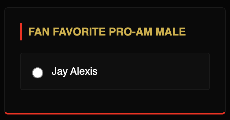 Fan Favorite Pro-Am Male vote option