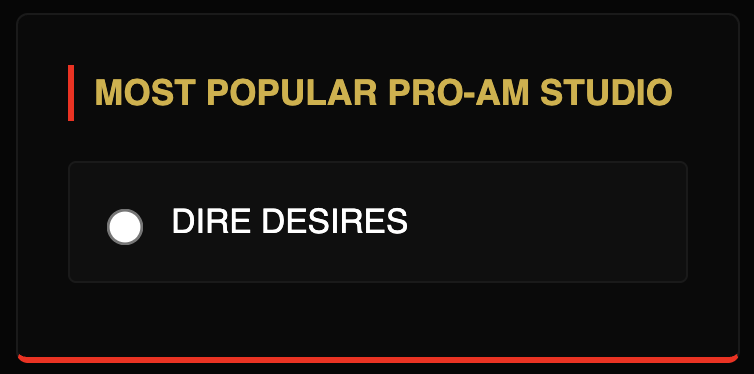 Most Popular Pro-Am Studio vote option